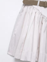 TRAFZA 2025 verano mujer cuello cuadrado cinturón decorar sin mangas cremallera Sling vestidos mujeres High Street plisado Mini vestido - details 6