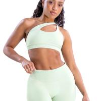 Sujetador deportivo para mujer, sujetador de yoga con un hombro, sujetador de gimnasio con recorte sin costuras - details 0