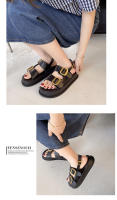 Sandalias de plataforma con suela gruesa, casuales, de verano, con doble fila de hebilla metálica para mujer - details 14