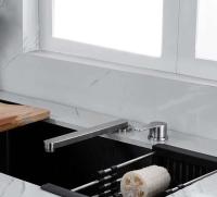 Grifo de cocina plegable de elevación oculta de acero inoxidable 304, grifo de fregadero separado de agua mezclada fría y caliente, orificios duales - details 1