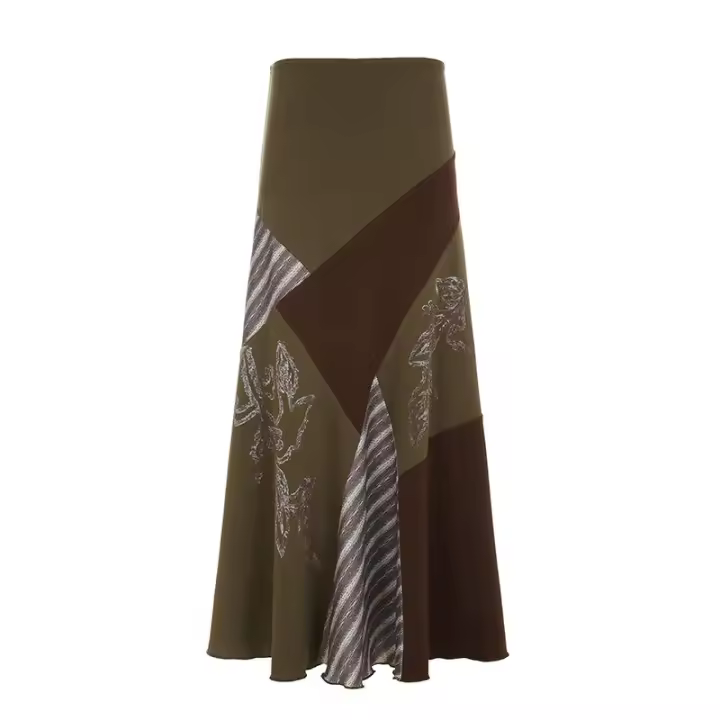 BUNO- Faldas de malla de retazos con estampado floral vintage, falda gótica holgada de los años 90, falda estética Y2K para mujer, ropa de fiesta y club - 1