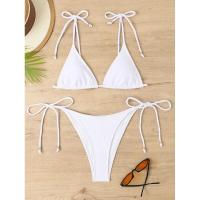 Bikini liso para mujer, color, bolso triangular, traje de baño con cordón, bikini de Europa y América, color, bolso, traje de baño, - details 5