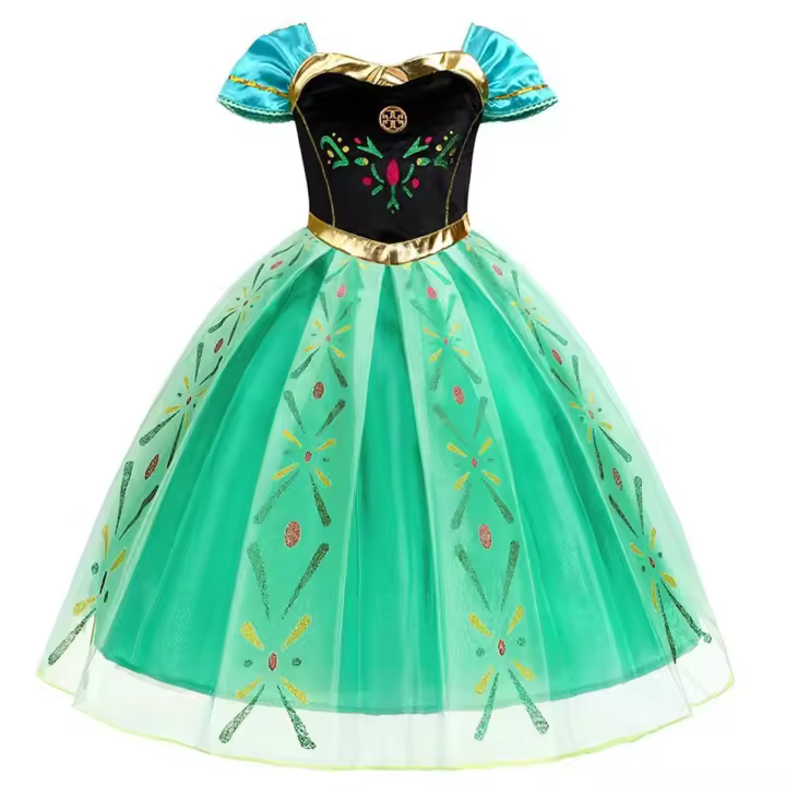 Disfraz de princesa Anna verde para niñas pequeñas, disfraz de Halloween, vestido elegante para fiesta de cumpleaños, vestido de carnaval - 1