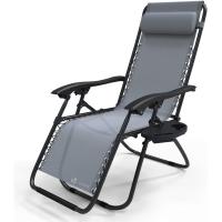 Set de 2 Sillas de Jardín Plegables Silla de Gravedad Cero Reclinable con Soporte para Bebidas y Reposacabezas Extraíble Carga Máxima 120kg Negro - details 42