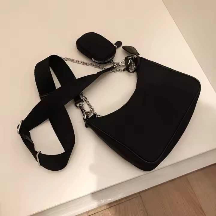 Bolso de diseñador de lujo para mujer, bandolera Vintage de nailon con cadena, a la moda - 1
