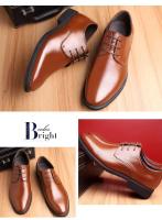 Zapatos de cuero clásicos formales de negocios para hombre de Pu, zapatos de boda de talla grande informales con cordones simples británicos - details 2