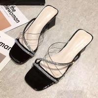 Nuevas zapatillas de verano para mujer, gruesas, simples y a la moda, transparentes, con cabeza cuadrada - details 4