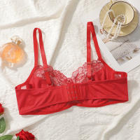 Sedujoso Brago de Encaje con Taza Grande Estilo Europeo para Damas en Rojo - details 3