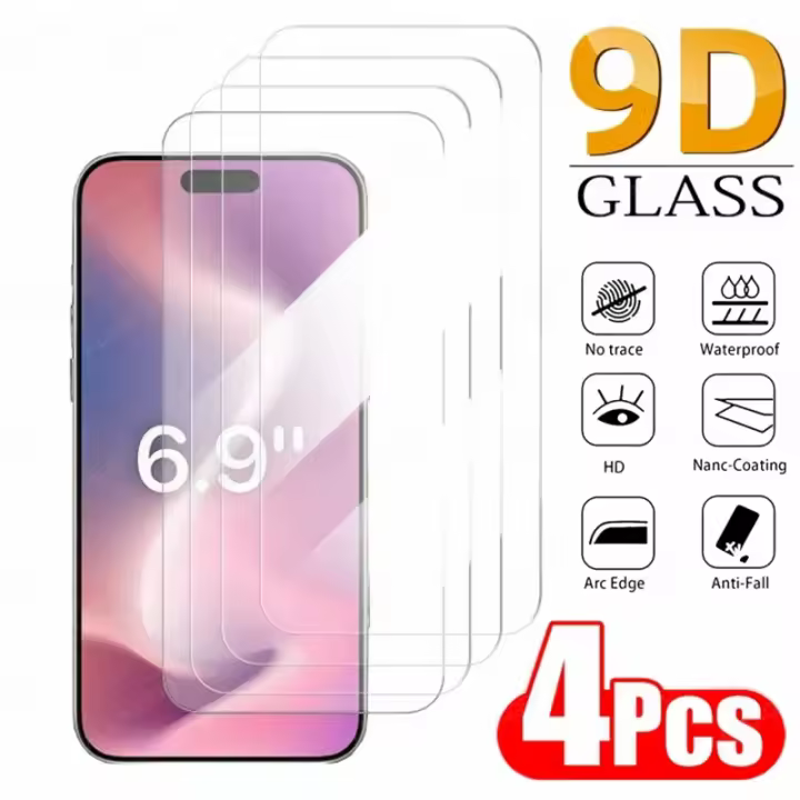 Protector de Pantalla de Vidrio Templado para iPhone 16 Pro Max Cubierta Completa, Anti-Arañazos, 4PCS - 1