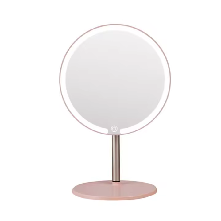 Espejo de maquillaje LED ajustable, 3 luces de colores, espejo de tocador con Control táctil y rotación de luces, espejos de escritorio iluminados antideslizantes - 1