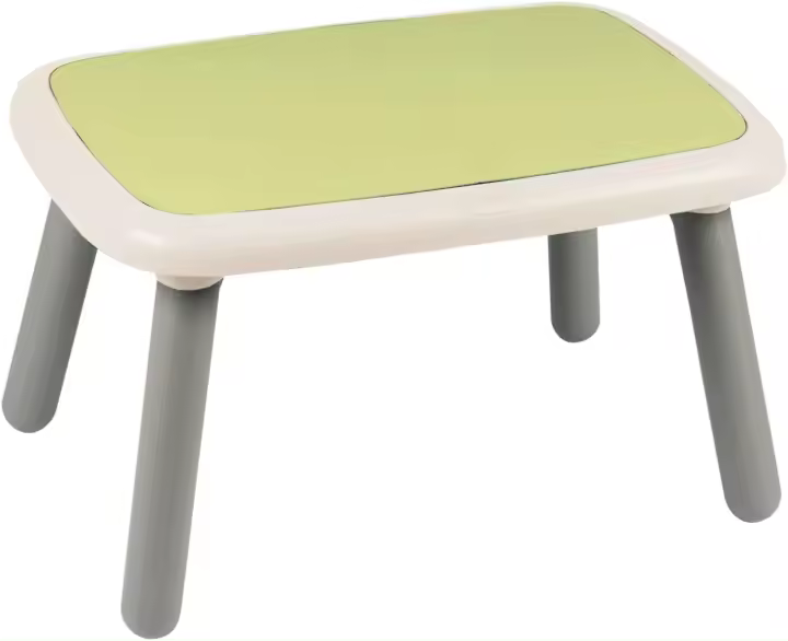 Mesa Infantil Niño de Plástico, Tablero Verde y Patas Beige, para Interior y Exterior - 1