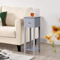 Mesita de Noche de Madera Lacada Alta 2pcs con Cajón y Estante 25x25x70cm - details 12