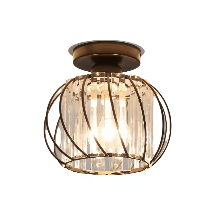 Lámpara de Techo Cristal Metal Moderno GOECO, Negro, E27 Sin Bombilla, Iluminación Interior para Pasillo, Máx 60W, 18*13*12 CM - 1