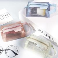 Bolsa De Cosméticos Con Manija De Malla Transparente Bolsa De Viaje Para Maquillaje Portátil Y Organizador De Almacenamiento - details 0