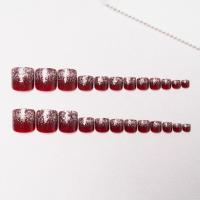 Juego De 24 Uñas Postizas Cortas Cuadradas Para Mujeres Y Niñas Cubren El Talón En Su Totalidad Uñas De Pies Falsas - details 6