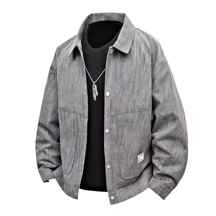 Chaqueta De Pana Primavera Nueva Chaqueta Guapa Con Solapa Para Hombre Chaqueta De Diseño De Moda Superior Informal Suelta - 1