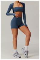 Pantalones cortos de Yoga de cintura alta afilados para mujer, pantalones cortos deportivos ajustados de secado rápido con realce de melocotón para correr y Fitness - details 6
