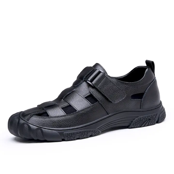 Nuevas sandalias decuero huecas de verano de cuero transpirable antideslizante al aire libre montañismo zapatos decuero casuales - 1