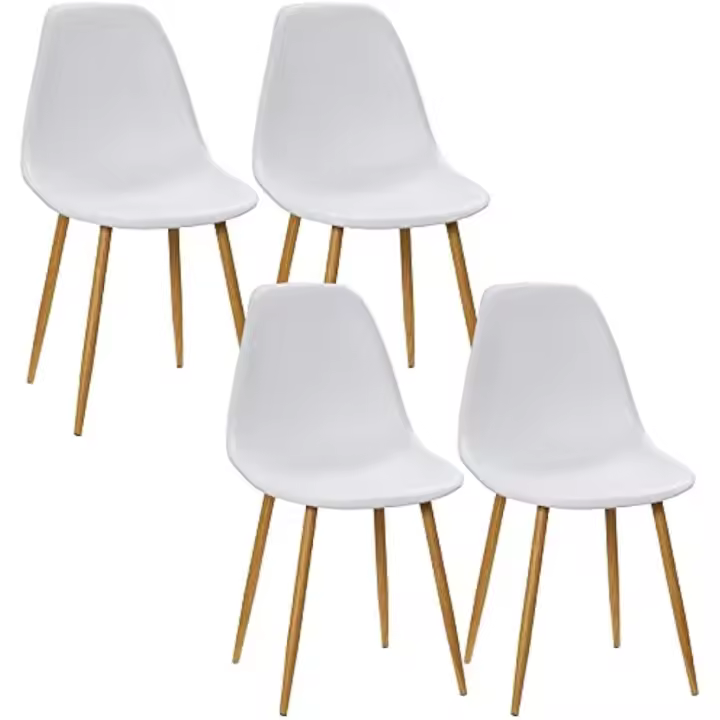 Pack de 4 Sillas de Comedor Sillas de Cocina con Respaldo Alto y Patas de Metal para Salón 45x52x85,5 cm Blanco y Natural - 1