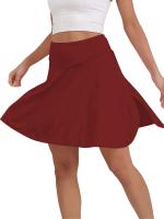 Pantalones cortos de yoga rojos de cintura alta para mujeres con bolsillos - Diseño elegante de dos tonos para deportes y actividades al aire libre, material rápido y transpirable, perfecto para correr, bailar, tenis, bádminton, golf, pantalones cortos - details 4