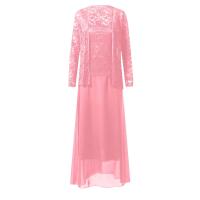 Vestidos largos elegantes para mujer, cárdigan de encaje liso de dos piezas, vestido ceremonial de talla grande para fiesta de gasa, Vestidos para mujer - details 9