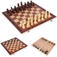 Juego de ajedrez plegable de madera Excitat 3 en 1 para niños y adultos 34x34cm - details 2