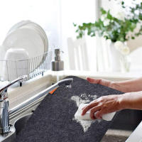 Manteles Individuales de fieltro lavables para cocina, posavasos de vidrio con aislamiento térmico, bolsas de almacenamiento para cubiertos, decoración del hogar, 3/12/18 piezas - details 5