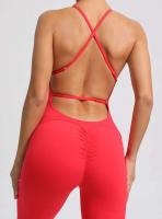 Mono deportivo de yoga sin costuras para mujer, color melocotón, glúteos ajustados, tirantes ajustables, belleza de espalda, gimnasio - details 16