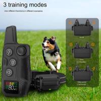 Collar de adiestramiento portátil para perros, sonido, vibración, choque, LCD en color, carga USB, collar con tapón de corteza impermeable - details 5