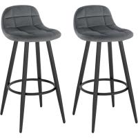 Sillas de Cocina Altas de Terciopelo Estilo Bar con Resalto y Reposapiés Altura del Asiento 70cm - details 1