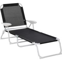 Reclinable y Plegable de Jardín con Respaldo Ajustable en 4 Posiciones Marco de Metal Texteline Transpirable 186x66x80 cm Gris - details 9