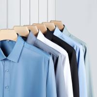 hombre manga larga ropa hombre Nueva camisa informal de negocios de manga larga de Color sólido para hombre, resistente a las arrugas, cómoda, versátil para todas las estaciones - details 14