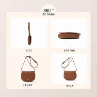 Elegante riñonera marrón para mujer con ribete metálico, bolso de hombro, bolsa para lápiz labial de PU, mochila de lujo de alta gama - details 2