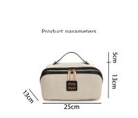 Bolsa con cierre de lona de gran capacidad para cosméticos, estuche organizador de maquillaje portátil para mujer, artículos de tocador de almacenamiento de viaje - details 0