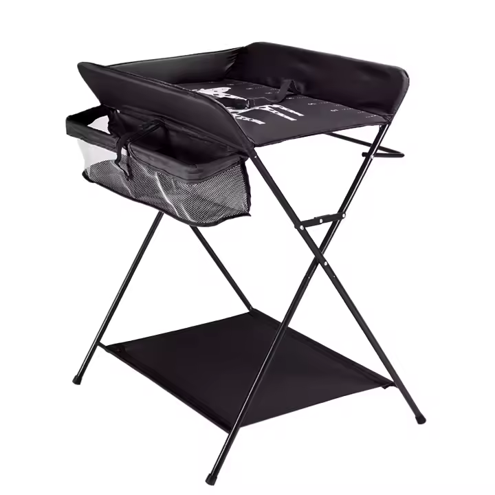 Cambiador plegable, altura regulable, mesa plegable con/sin ruedas, cambiador móvil con estera, cinturón de seguridad - 1