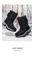 Botas de nieve impermeables para mujer, botines de piel cálida, con plataforma, color negro, a la moda, Invierno - details 14