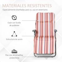 Sillas de Jardín Plegables de Acero Gravedad Cero Respaldar Ajustable en 5 Posiciones Reposapiés - details 14