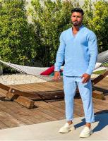 Conjunto Casual de Moda para Hombres Camisa con Cuello Alto de Algodón Deportivo de Lujo Ligero - details 0