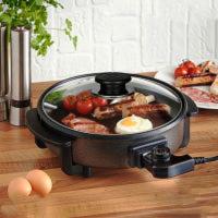 Pizza Pan Electrica 36cm, 40cm Sartén Eléctrica Calienta Super Rapida Súper Pizza Pan, Paellera Electrica 1500W Max. 240° C Temperatura Regulable Ajustable, Antiadherentes - details 0