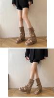 Botas extraíbles de dos usos, botas altas de mujer con punta cuadrada francesa, hebilla de cinturón, pantalones, botas delgadas retro, botas largas y frescas. - details 3