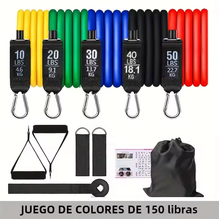 Famgem Set De Bandas De Resistencia Para Ejercicio 5 Tubos Con Anclaje En Puerta Manijas Para Piernas Y Tornillos De Tobillo Barril De Fitness - 1