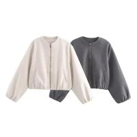 Chaqueta Bomber Suave de Manga Larga con Cuello Redondo Moda de Otoño-Invierno para Mujeres - details 0