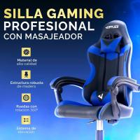Silla de Juegos Profesional con Masajeador Ergonómica de Oficina con Altura Ajustable y Respaldar Rebotable - details 16