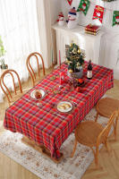 Mantel de Mesa de Cuadros de Navidad Tejido de Poliéster y Algodón en Rojo y Verde para Hogar y Fiestas - details 16