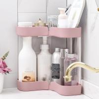 Estante esquinero de doble capa, estante de almacenamiento de cosméticos en forma de L para baño, organizador de cocina, gris - details 6