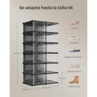 Juego de Organizadores de Zapatos 12 Cajas Apilables, 2 Zapateros Plegables y Portátiles, Hasta Talla 46, Montaje en 60s, Transparente y Blanco - details 15