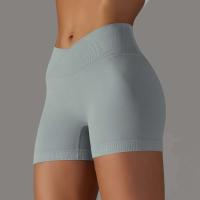 Crossover mujeres deporte gimnasio entrenamiento correr cintura alta Yoga Push Up cadera sin costuras Fiess Shorts - details 23
