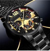 Moda masculina de acero inoxidable con calendario estilo puntero de reloj - details 6