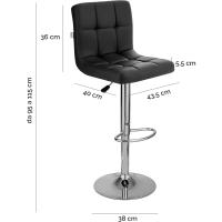 Taburete de Bar Regulable y Giratorio 360° Acero Cromado, Piel Sintética Blanca, Respaldo y Reposapiés 1 Pieza - details 29