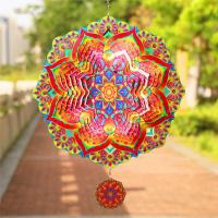 Mandala Wind Spinner Metal 3D giratorio Windchimes arte de lujo jardín colgante decoración al aire libre - details 1